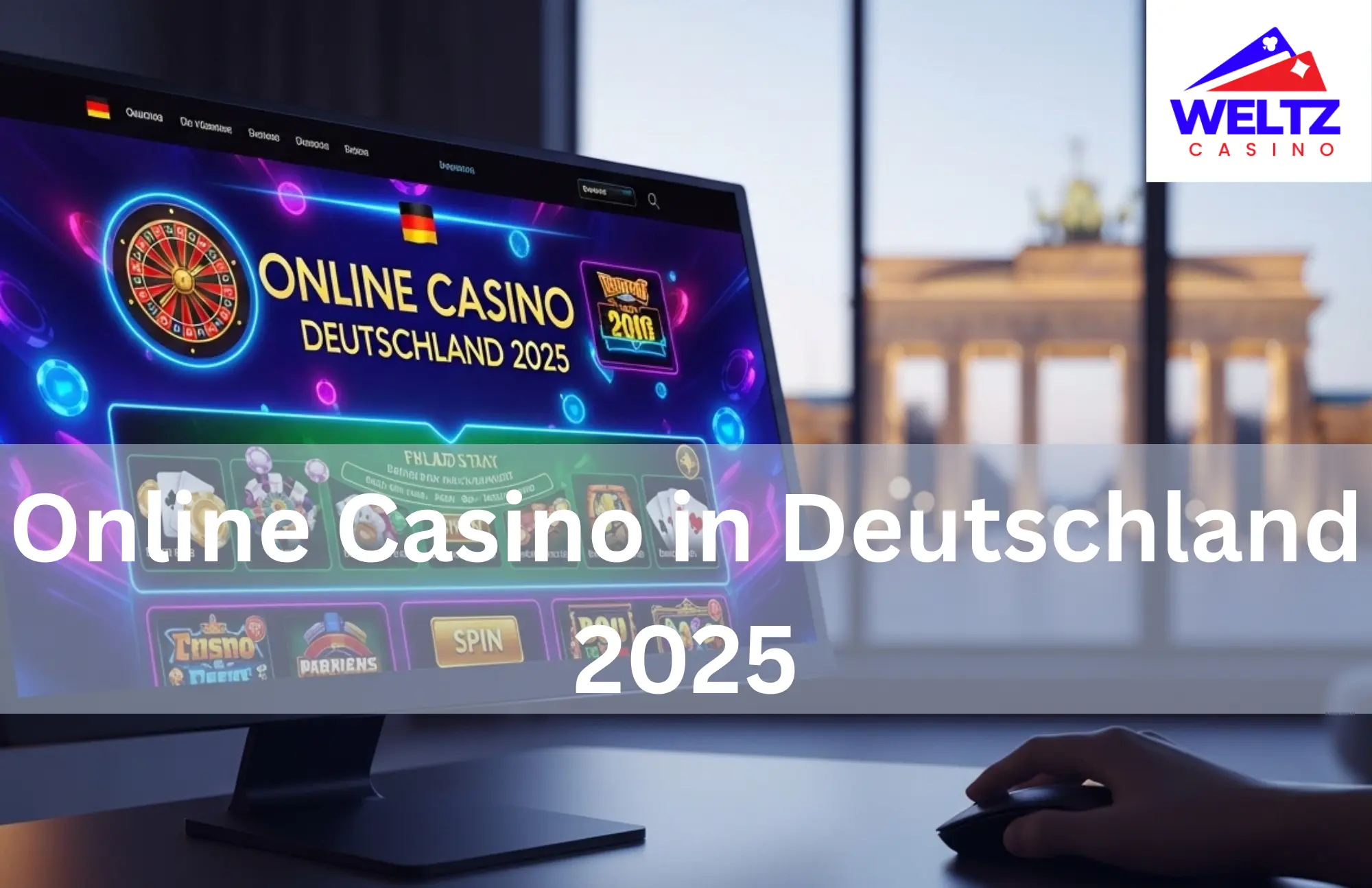 Online casino interface showcasing games and promotions in Germany, 2025.